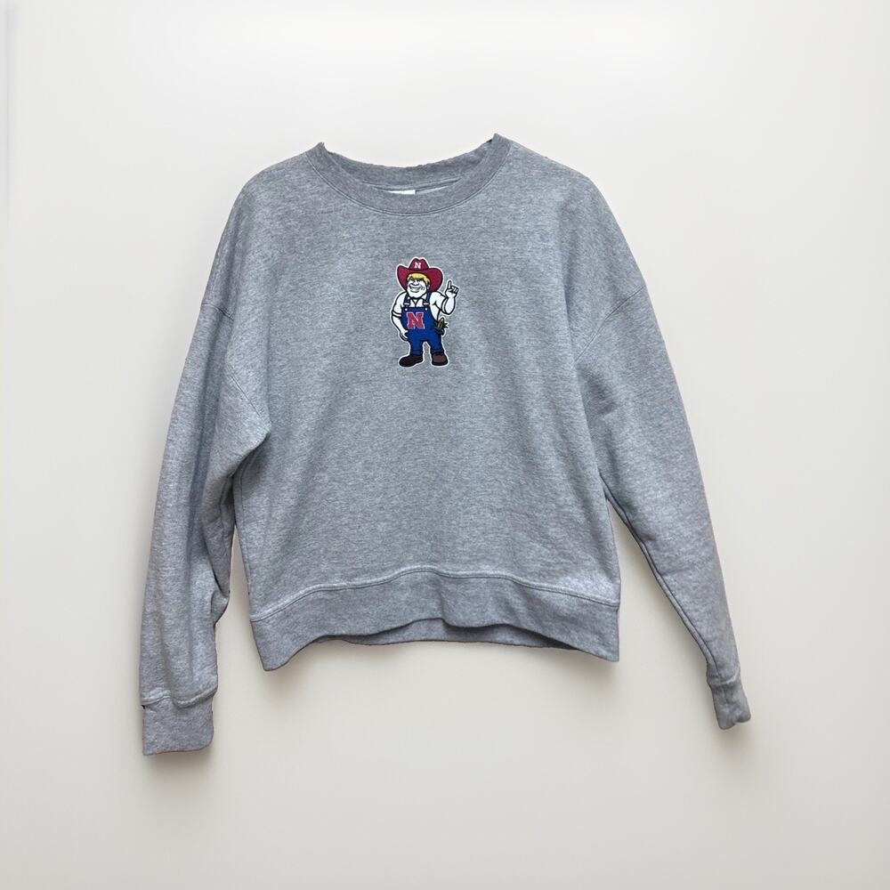 Champion Nebraska Cornhuskers Womens M Gray Herbie Huskers Sweatshirt
